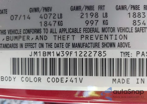 2015 Mazda Mazda3 S Grand Touring from USA, damaged, VIN JM1BM1W39F1222785